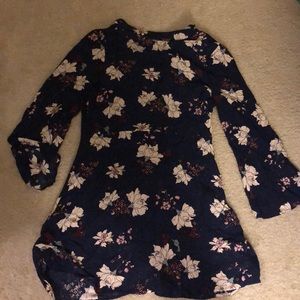 High neck floral print dress